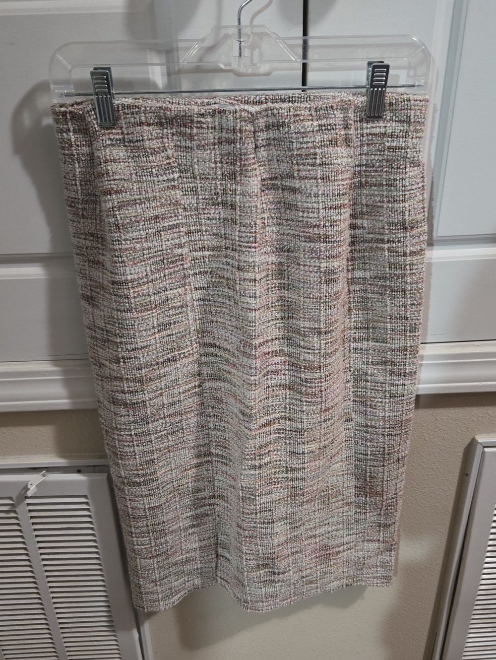 Cato Tweed Midi Pencil Skirt in Neutral and Soft Pink